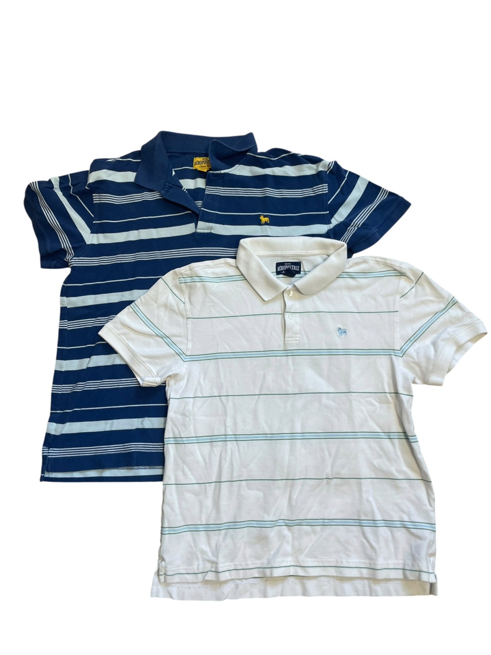 Vintage 2000s Aeropostale Striped Polo Shirt Bundle L Blue Y2K Preppy Mall Goth